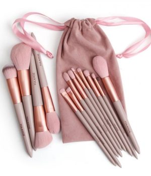 Maange 13 Piece Quick-Drying Makeup Brush Set with Bag - Pink: Your Ultimate Beauty Arsenal
