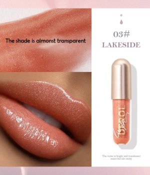 DEROL Lip Gloss Shiny Water Gloss Mirror Moisturizing Lip Glaze Glitter Liquid Lipstick #03