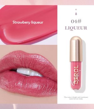 DEROL Lip Gloss Shiny Water Gloss Mirror Moisturizing Lip Glaze Glitter Liquid Lipstick #04
