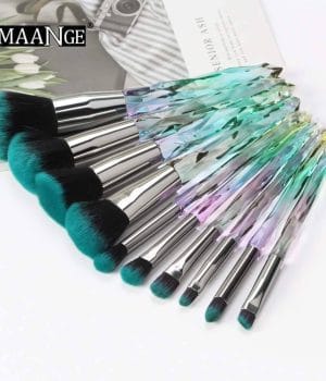 Maange 10pcs Crystal Handle Brush Set Blue: Luxury and Performance