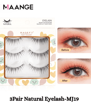 MAANGE 3Pair Mink Hair 3D Eyelashes MJ19