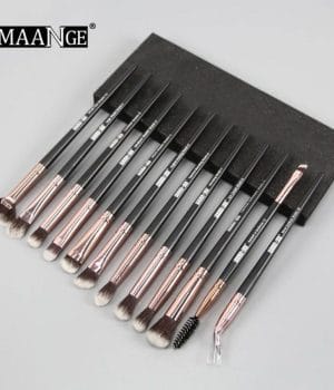 Maange 12 Piece Professional Eye Makeup Brush Set - Black Color