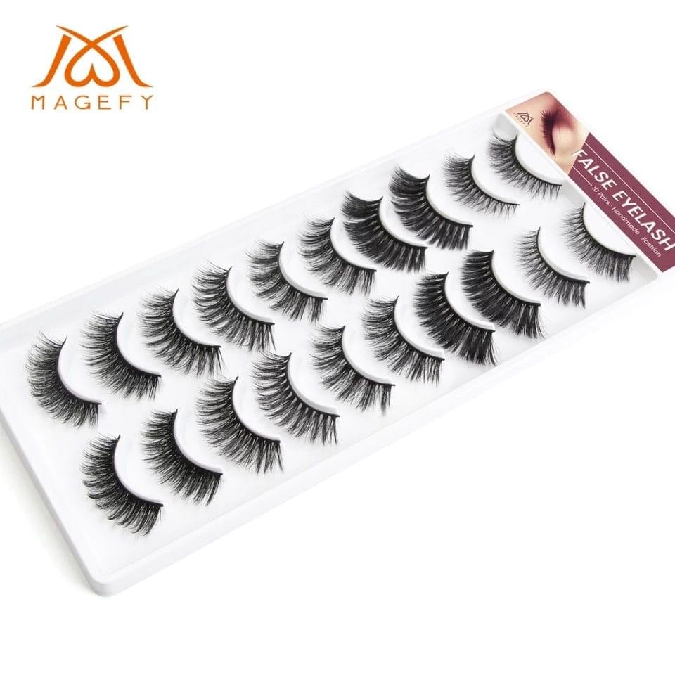Maange 10 Pairs Handmade Mink Eyelashes 7079: Luxury Lashes