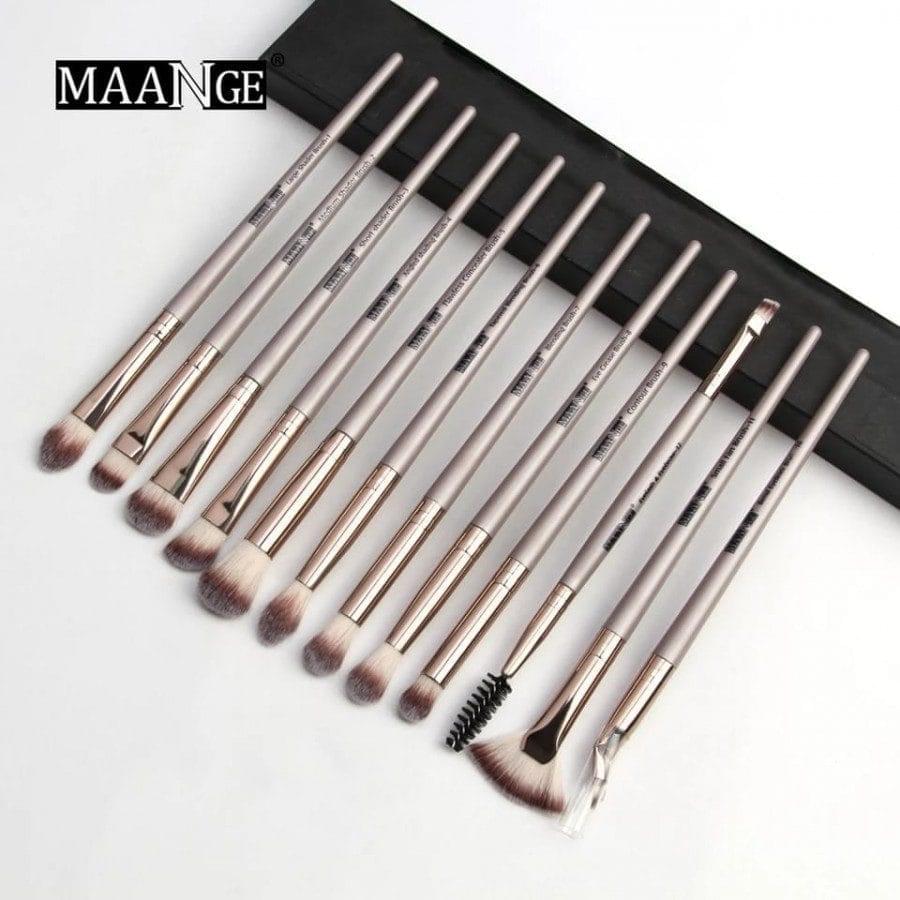 Maange 12 Piece Eye Makeup Brush Set - Brown Color: Master Your Eye Look