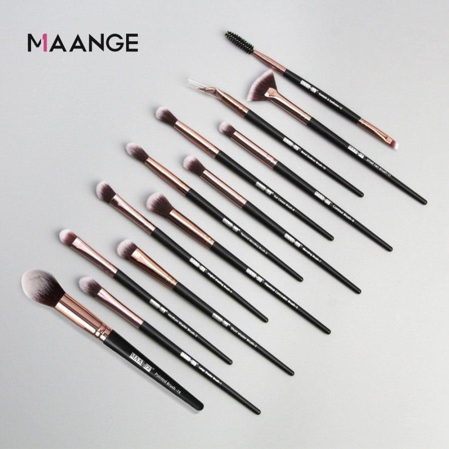 Maange 12 Piece Professional Eye Makeup Brush Set - Black Color - Image 3