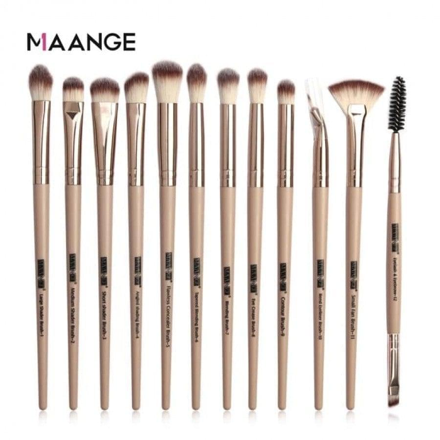 Maange 12 Piece Eye Makeup Brush Set - Brown Color: Master Your Eye Look - Image 2