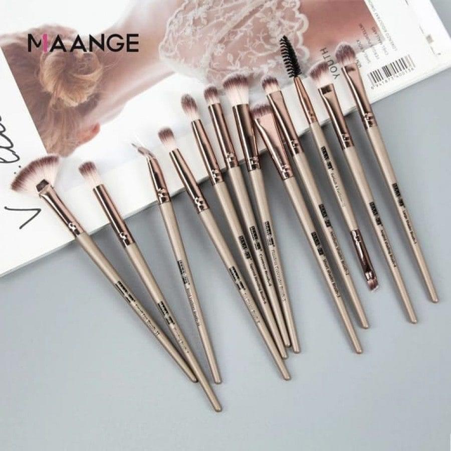 Maange 12 Piece Eye Makeup Brush Set - Brown Color: Master Your Eye Look - Image 3